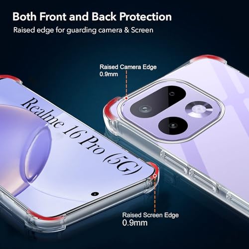 Image of Jkobi Shockproof Crystal-Clear Back Cover for Realme 16 Pro (Anti Yellow Case | Drop & Camera Protection | Hard Polycarbonate)
