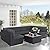 Crownland 7-Piece Outdoor Patio Furniture Sets, All-Weather Black Wicker Rattan Sectional Sofa, Modern Glass Coffee Table and Washable Seat Cushion with YKK Zipper (Grey)