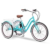ELECTRIC TRIKE FOR ADULTS: Three wheel eBike with a sleek 17.5 inch aluminum alloy frame is perfect for leisure, cruise, and commute rides, and features a 250-watt motor which functions in pedal assist or full electric mode; this touring motor trike ...