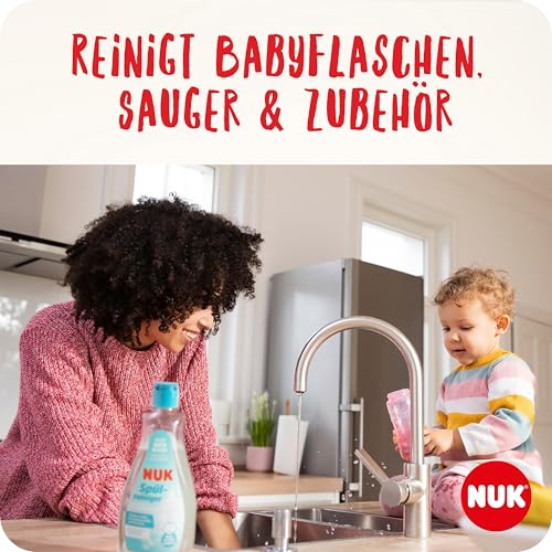 NUK Spülreiniger für Babyflaschen | 500 ml | Ideal zur Reinigung von Babyflaschen, Nuckeln und Zubehör | Duftstofffreier Reiniger | pH-neutral | 100 % wiederverwertbare Flasche