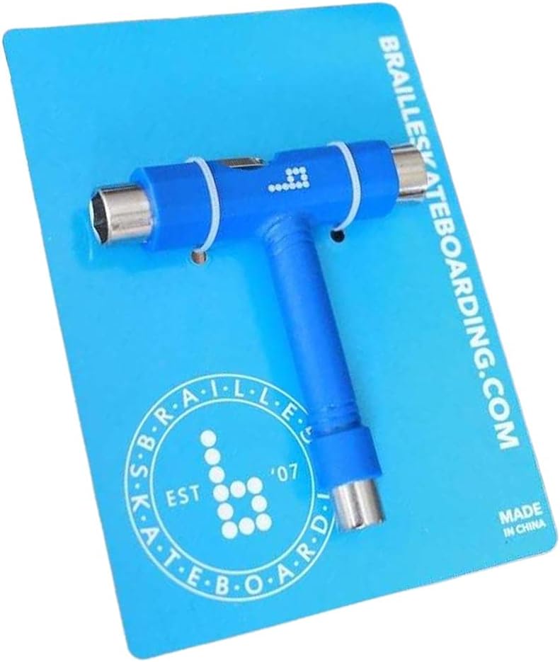 Braille All-in-One Skate Tools Multi-Function Portable Skateboard T Tool Accessory with T-Type Allen Key and L-Type Phillips Head Wrench Screwdriver