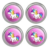 Cute Kawaii Rainbow Unicorn Chibi Metal Craft Sewing Novelty Buttons - Set of 4