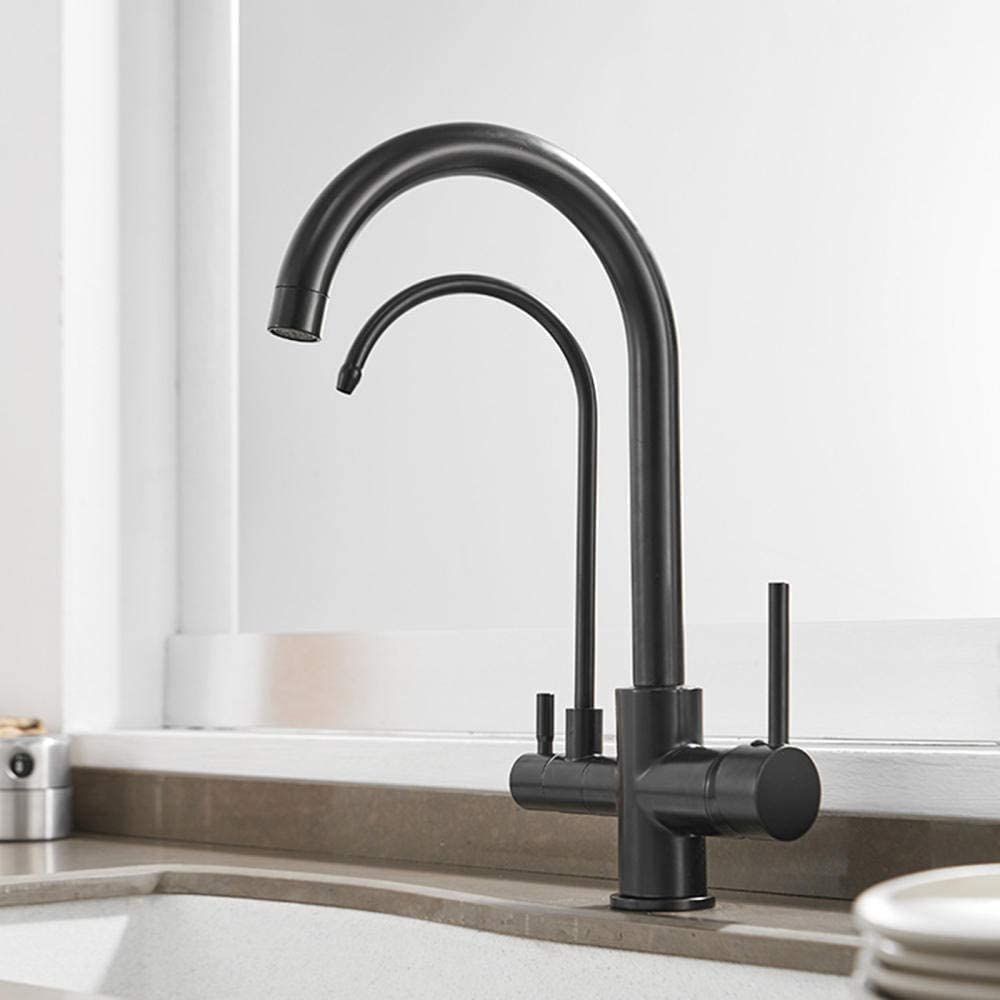 Filtre à eau haute performance pour robinet de cuisine extractible à 360° noir mat