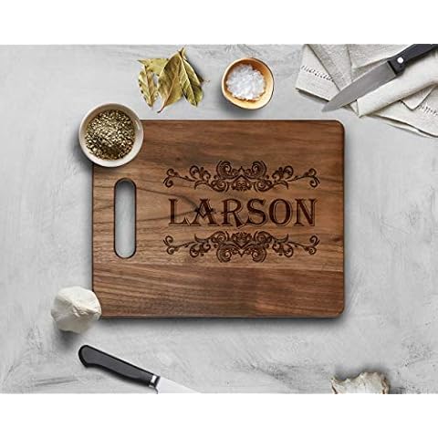 Krezy Case Family name Personalized Wooden Cutting Board -Fancy Custom Walnut Chopping Board - Christmas, Housewarming,Wedding Gift Cover
