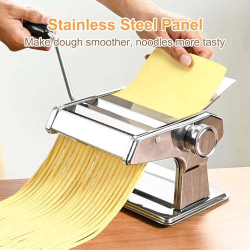 FrutPunch Manual Pasta Maker Machine, 9 Adjustable Thickness Settings, Roller and Cutter for Spaghetti, Fettuccine, Lasagna