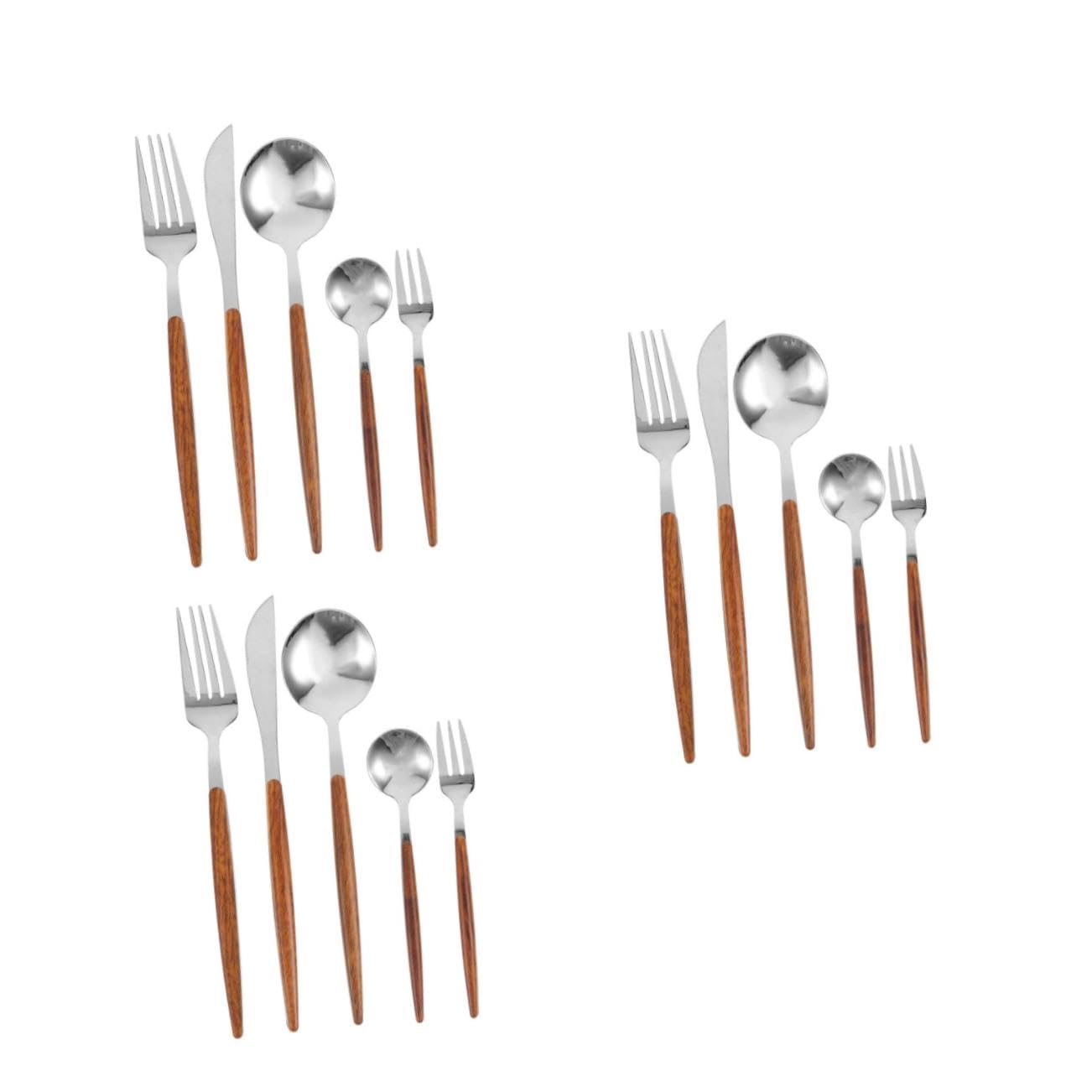 DOITOOL 15 Pezzi Posate da Tavola in Acciaio con Manico Elegante Include Coltelli Forchette Cucchiai e Posate Dessert Kit Completo per Casa Ristorante e Hotel