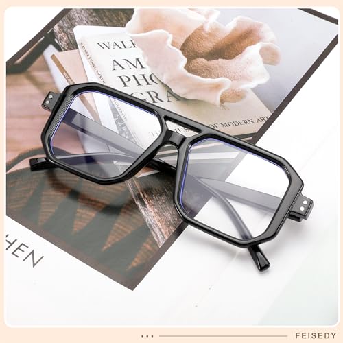 Image of FEISEDY Blue Light Blocking Glasses, Aviator Frame Computer Reading /Gaming /TV /Phones Glasses for Women Men B0165