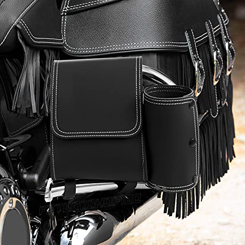 Fbturesop Fit 2023 Indian Challenger Rear Highway Bars Bag Indian Chieftain Crash Bars Motorcycle Saddlebags Indian Challenger Accessories (Black Bar Bag)