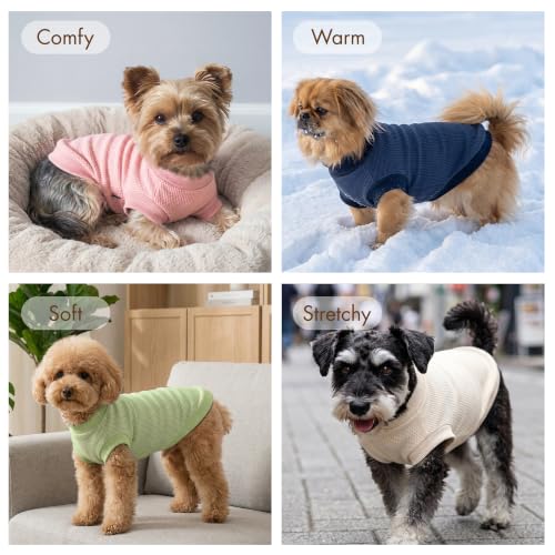 Image of 1 Pack Dog Shirt for Small Supplies Functional Waffle Dog Clothes Warm Soft Sweatshirt Outfit for Dogs Cats Pet Apparel