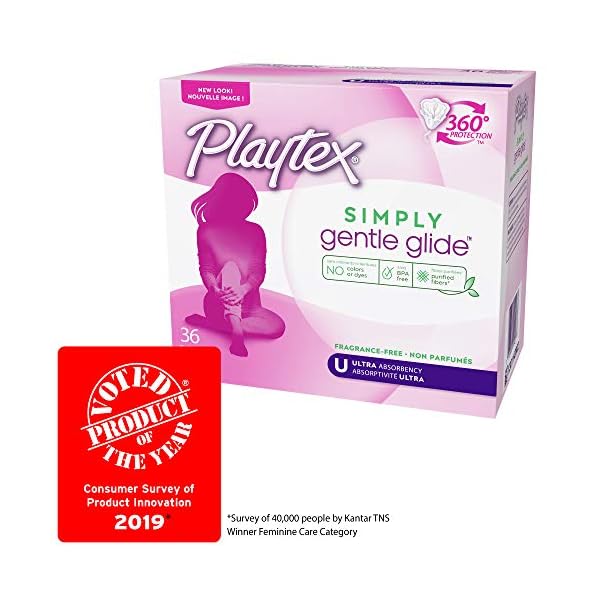 Playtex Simply Gentle Glide Tampons, geruchlos, ultra saugfähig, 36 Stück (1 Stück) (Verpackung kann variieren) – Bild 3