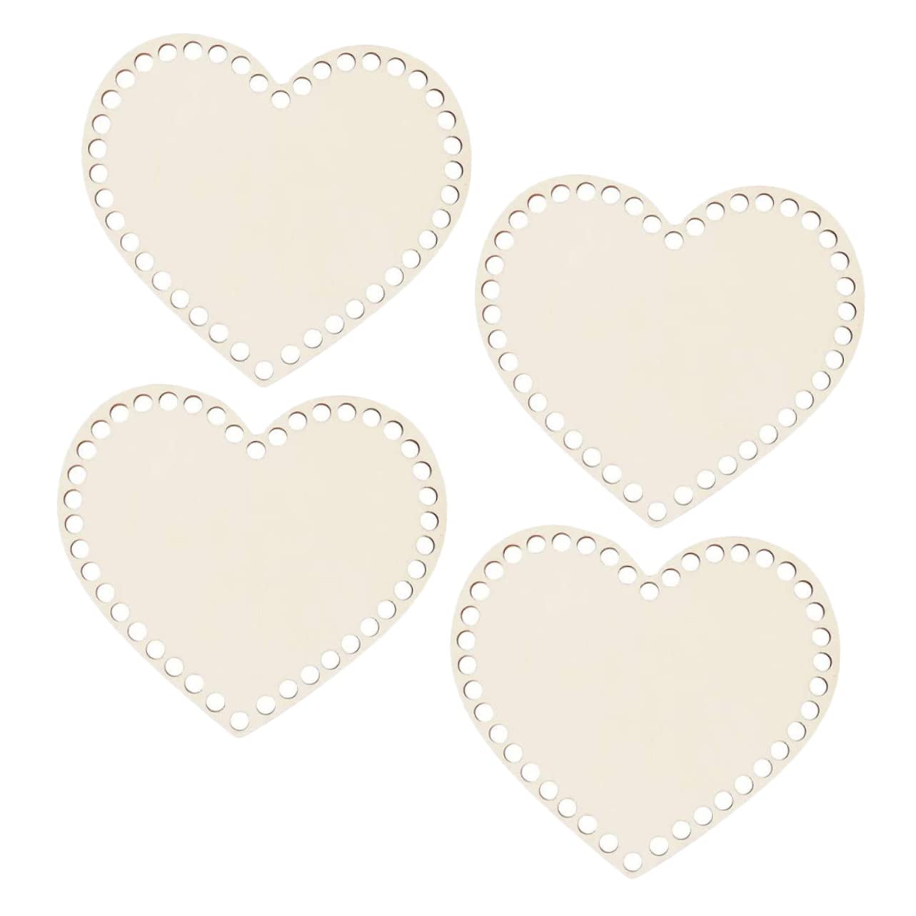 Healeved Base Per Borsa A Forma Di Cuore In Legno – Set 4 Pezzi, Diametro 10 Cm, Per Uncinetto Fai Da Te, Ecologico