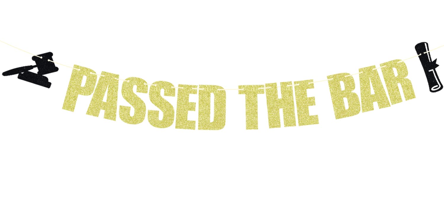 "Passed The Bar" Black Glitter Banner - Congrats Future Lawyer Graduation Party Decor (Class Of 2025)