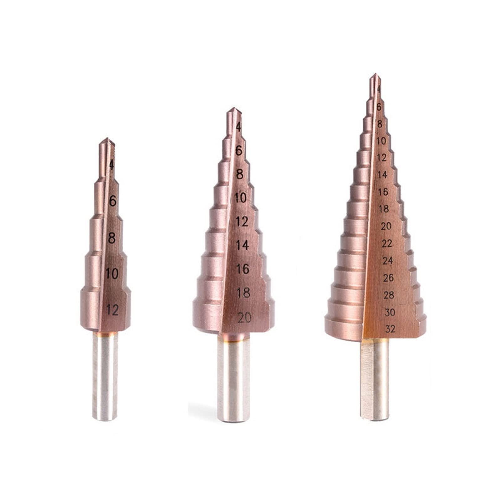 4-12/4-20/4-32/6-24/6-35mm M35 kobaltowe wiertło stopniowe HSS ze stali szybkotnącej stożkowe metalowe wiertła zestaw narzędzi (Color : Brown, Size : 6-35 Spiral 1pcs)