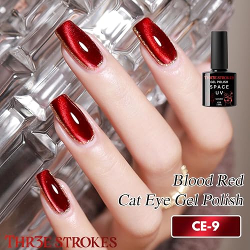 Image of THR3E STROKES 9D Glitter Cat Eye Gelpolish Magnetic Nail Polish Gelpolish Art Manicure DIY at Home Soak Off UV Gel 7.5ML (CE9, 7.5ML), Shimmery Finish
