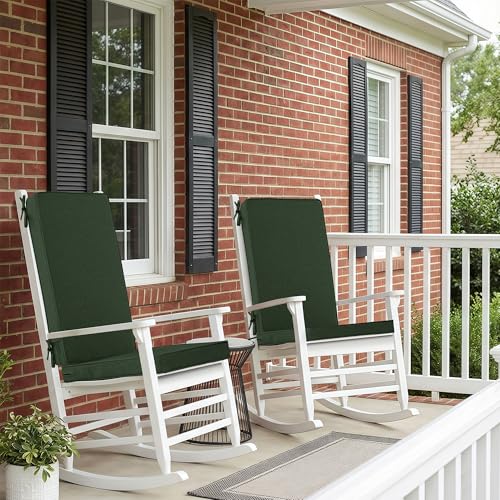 Image of Outdoor Chair Cushions 20x20, Water-Resistant & Fade-Resistant, Patio Furniture Lawn Dining Chair Seat Replacement with High Back, Ties Zipper, Removable Cover, Set of 6, Olive Green