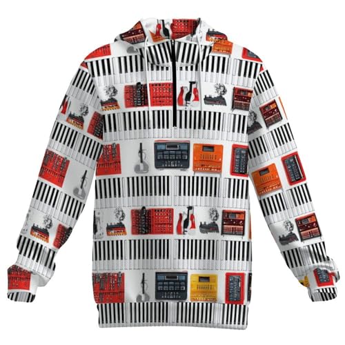 Keyboard Musical Instruments Classical Men's Quarter Zip Drawstring Hoodies Long Sleeve Sweatshirt Casual Pullover4
