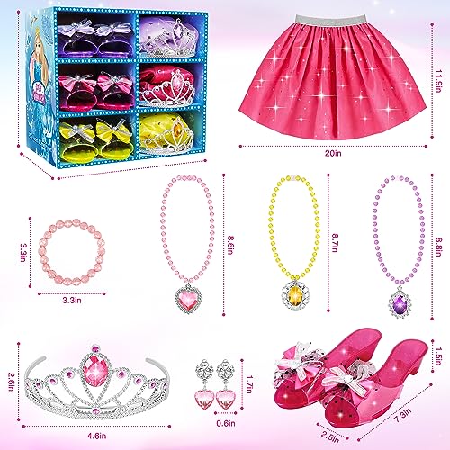 Princess Dress Up Toys & Jewelry Boutique - Complete Set With Costumes, Skirts, Shoes, Crowns, Accessories - Ideal Girls Role Play Gift For 3 4 5 6 Year Toddler Birthday Parties Party Favors #TOP2
