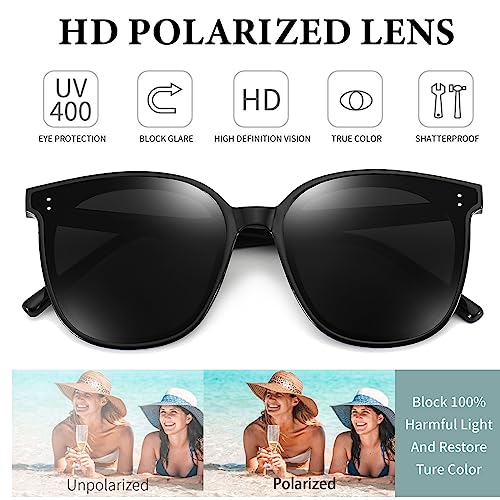 Dollger Oversized Polarized Square Sunglasses for Women Men Vintage Glasses with Flat Lens Fashion Cat Shades4