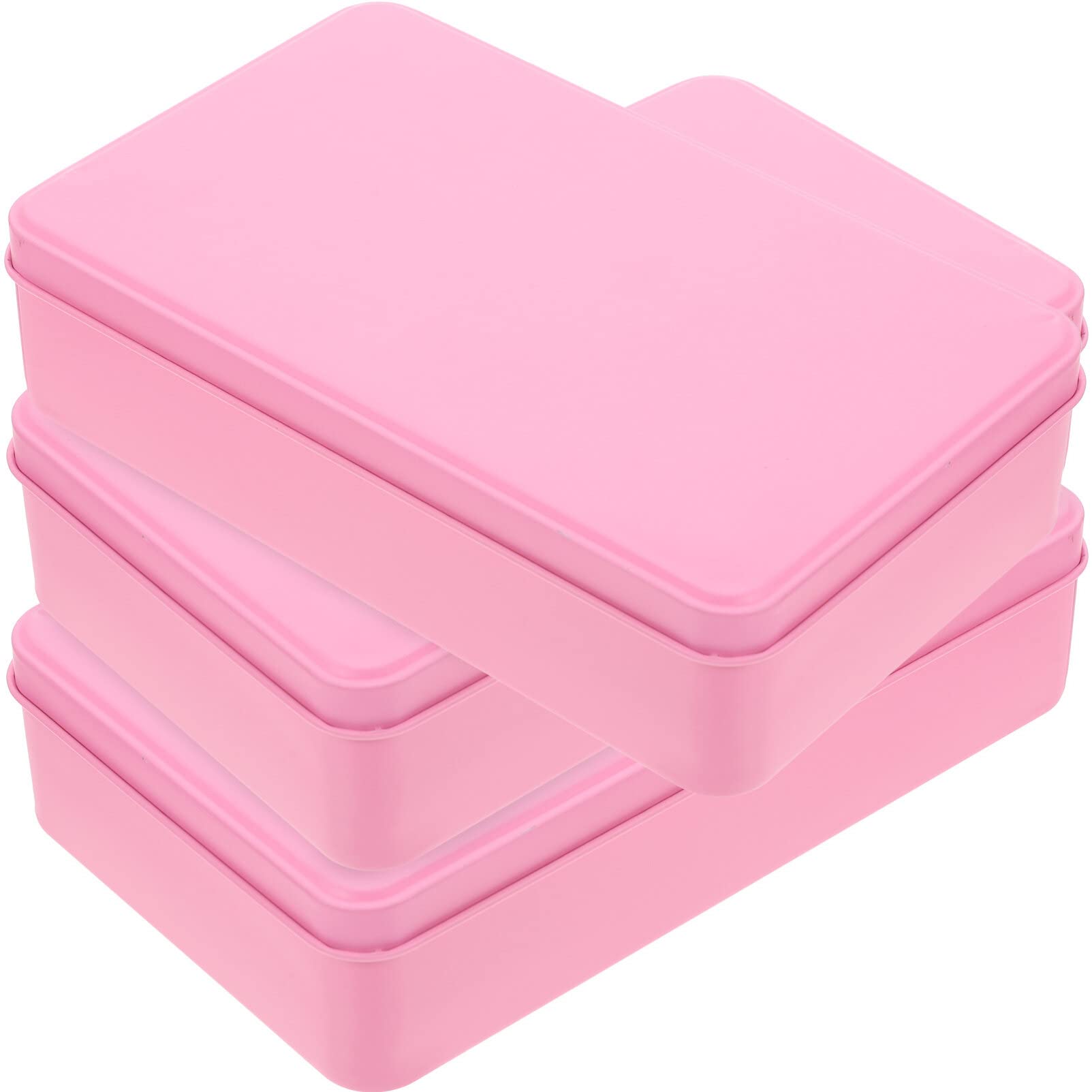 Alipis Set 3 Scatole Rettangolari Contenitori Resistenti e Facili da Pulire per Conservazione in Latta Rosa per Uso Domestico e Regalo