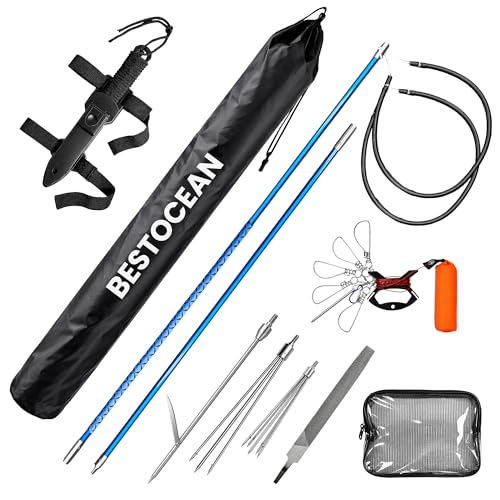 Hawaiian Sling Fishing Spear Set Fiberglass Spearfishing Pole Spear - 2-Piece Detachable Fish Spear with Non-Slip Grip-Arpon de Pesca Submarina Kit for Beginners & Pros in Ocean Reef Coastal Waters