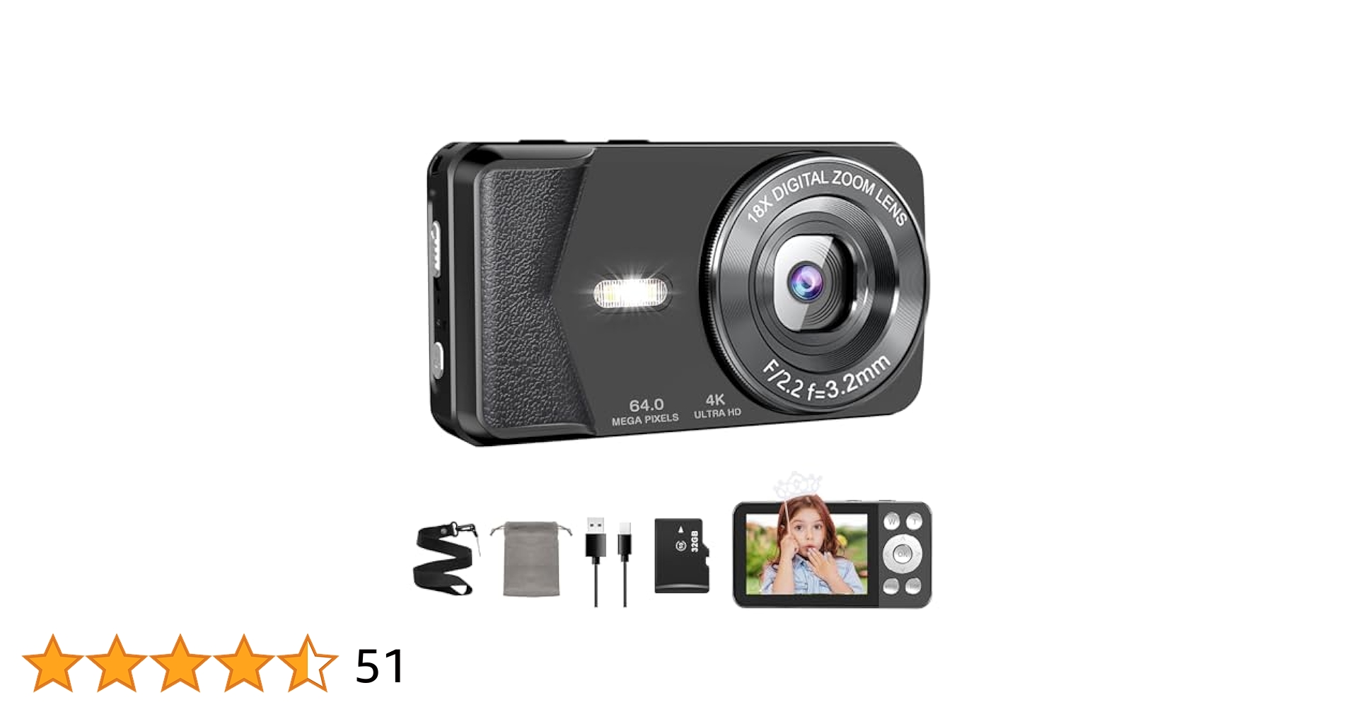 デジタルカメラ TYS Amazon | QZTCAMERA デジカメ 4K デジタルカメラ 小型 6400万