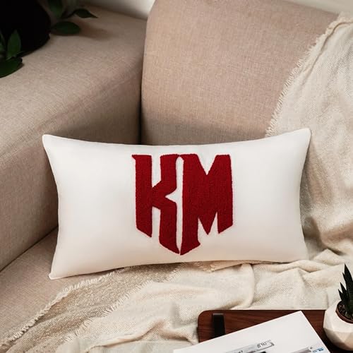 Personalized Monogrammed Punch Needle Pillow - Unique Embroidery Gift for Couples, Custom Initials, Ideal Wedding and Housewarming Decor - Image 3