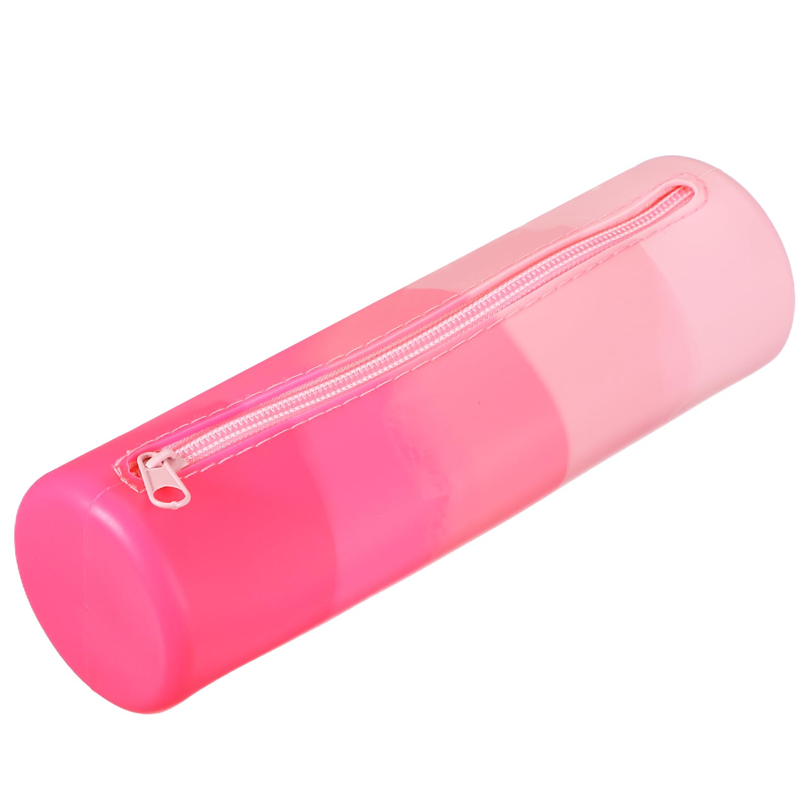 PATIKIL Silicone Pen Case, Round Small Pencil Pen Pouch with Zipper Waterproof Aesthetic Soft Cosmetic Storage Bag Bible Study Supplies Case for Journaling Travel, Pink