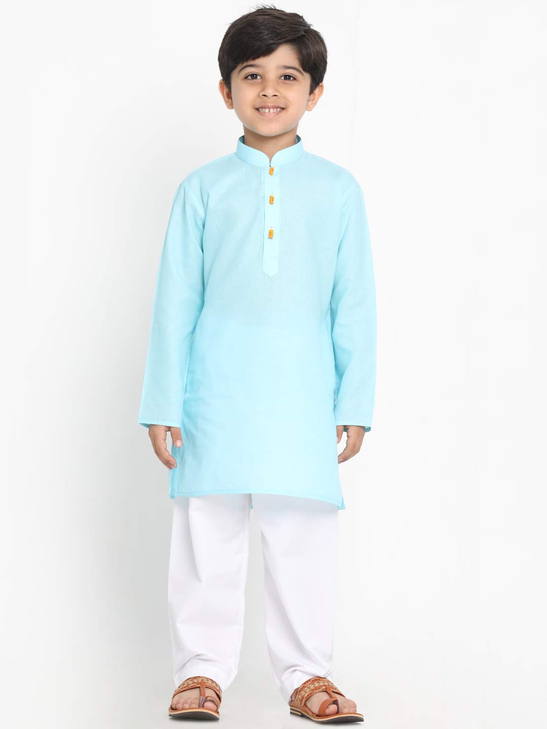 Jbn Creation Boys Cotton Blend Blue And White Kurta Pyjama Set - Ethnic Elegance For Festivals | Comfortable Classic Collar Full Sleeves Kurta For Kids_Jbnbk066Aqnpwh_34