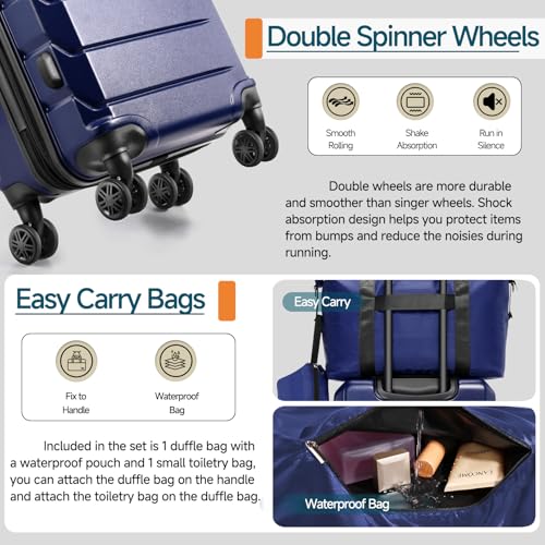Image of Hoteel Luggage Sets 5 Piece, 4-Yr Warranty, PC+ABS Hard Shell Expandable Suitcases with Wheels, TSA Aproved Lock and Carry on Bags, Travel Suit Case Set for Men and Women(5-Piece, Blue)