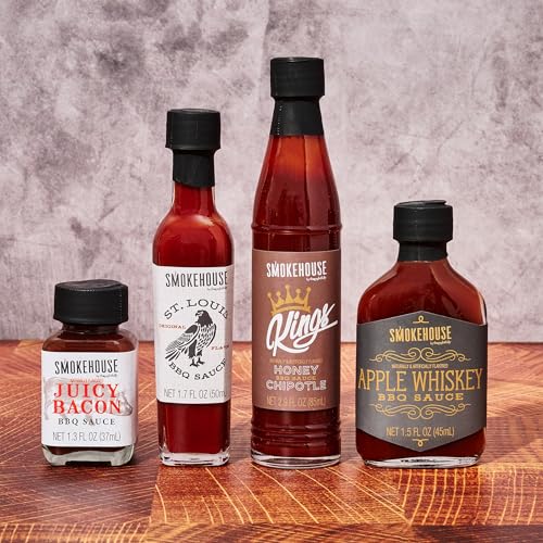 Smokehouse by Thoughtfully, Ultimate BBQ Sampler Set, Vegan and Vegetarian, Includes a Variety of Flavorful USA Made BBQ Sauces, Rubs, and Salts for Smoking and Grilling in Sample Size Glass Bottles