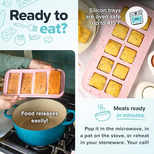 Image of Souper Cubes 2 Cup Silicone Food Freezer Mold, Cotton Candy, 2-Pack | 100% Platinum-Cured Silicone Freezer Cubes, Oven and Microwave Safe, Perfect for Freezing Lasagna, Casseroles and More