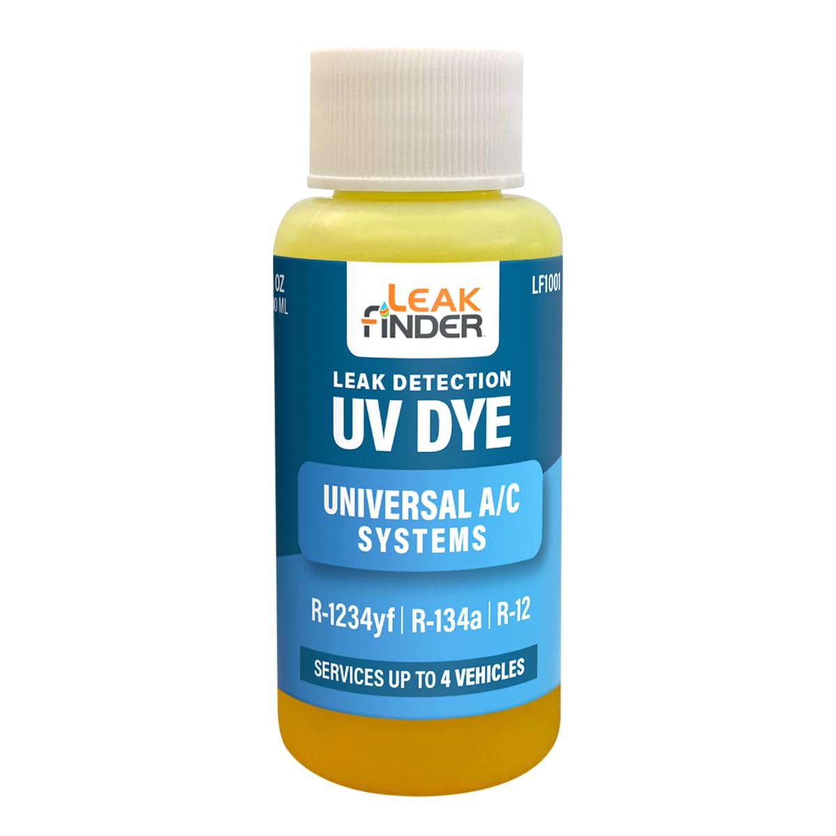 LF1001 Automotive Universal Air Conditioner Refrigerant Leak Detection Dye, Services R134a, R-1234yf Systems, (6) 1oz AC Fluorescent Dye Bottles, Made in USA 1oz - 6pk