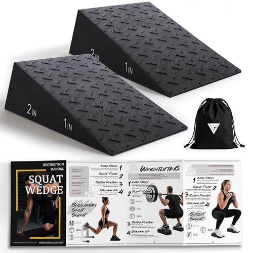 Folaps Squat Wedge Block with Guide for Heel Elevated Squat Weightlifting Slant Board for Squats with Carry Bag to Improve Mobility Balance and Strength