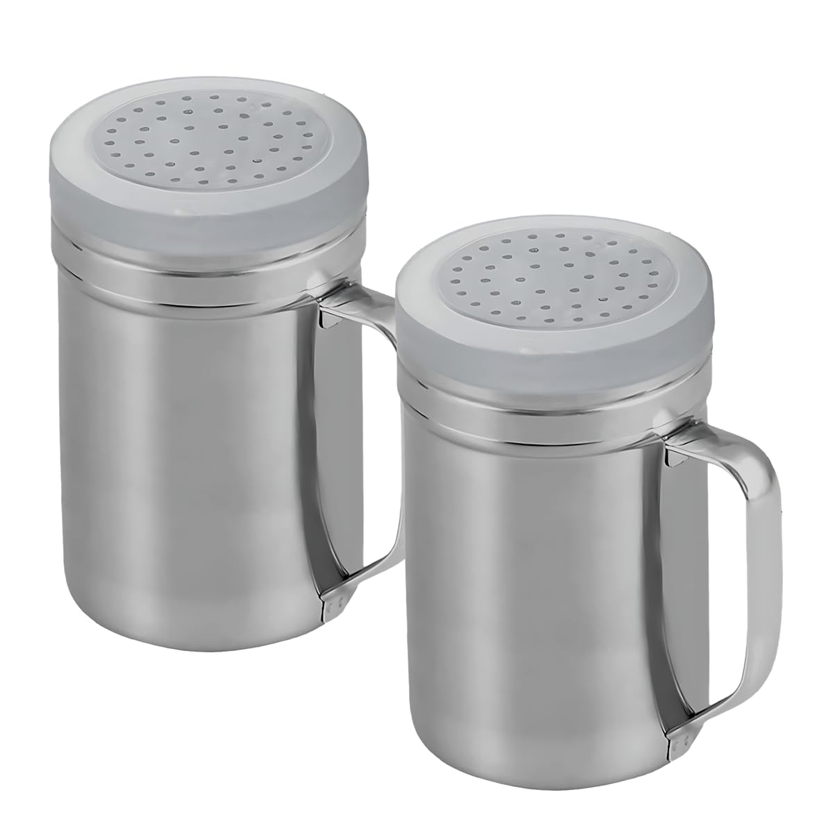 Stainless Steel Large Salt Shaker Duster - Multipurpose Sugar Salt Shaker And Popcorn Sprinkler - Medium Sifter With Lid, Easy-Grip Handle | 14 Oz -