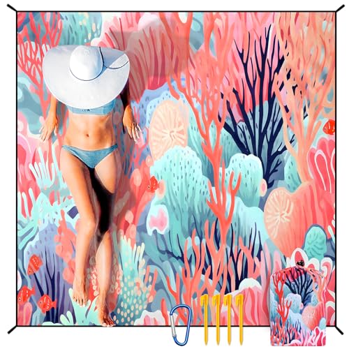 HIHOHO Beach Blanket Waterproof Sandproof Extra Large Beach Mat 79