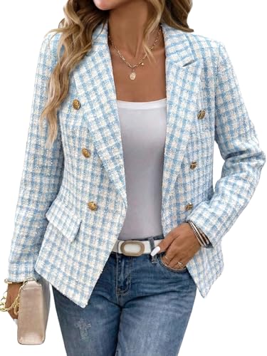 10 Best Tweed Blazers for Women That Elevate Any Outfit 7 Mina Self Women's Tweed Plaid Blazer Jacket