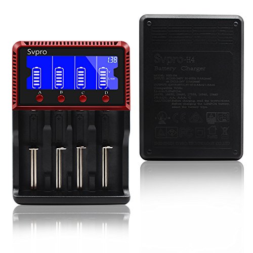 Svpro Caricabatteria universale 4 slot LCD per