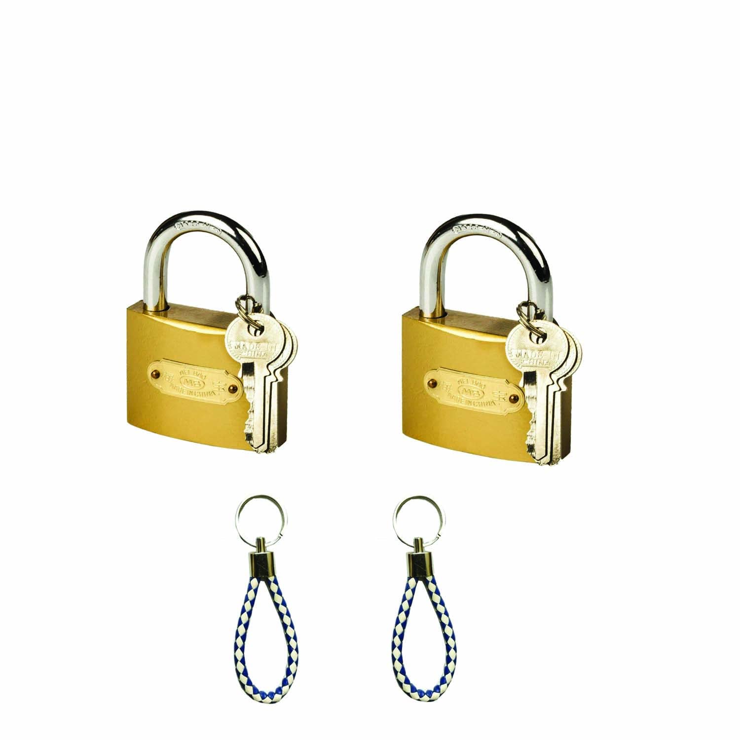 UR LITTLE SHOP 25 MM Rectangular Gold Color Locks_ Pack of 2_Metal Body_2 Keys and 1 Key Chain with Each Lock_Locks for Doors_Gates_Shelves_Luggage Bags EH 1-image-18