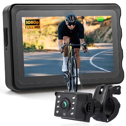 Fitense Bike Camera with 5000mAh Rechargeable Battery 360° Rotation 4.3'' HD 1080P Display - Color...
