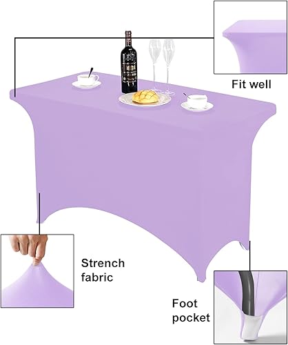 Miniatura 283 de FORLIFE Paquete de 6 manteles de elastano, de ajuste universal para mesas rectangulares de 6 pies, para patios, bodas, banquetes, fiestas