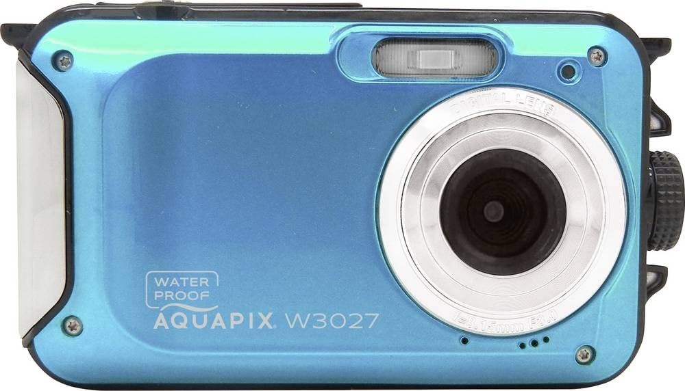 Aquapix W3027 Wave - Cámara subacuática (Resistente al Agua hasta 3 m, Pantalla de 2,​7", resolución de hasta 30 MP, Zoom Digital 4X, Sensor de 5 MP, Color Azul