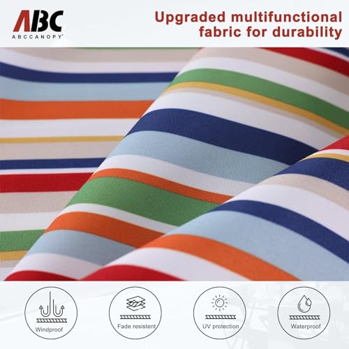 Image of ABCCANOPY Patio Umbrella 7.5ft - Outdoor Table Umbrella with Push Button Tilt and Crank, 6 Ribs Umbrella for Patio Pool Garden Deck (Red Green Stripes)