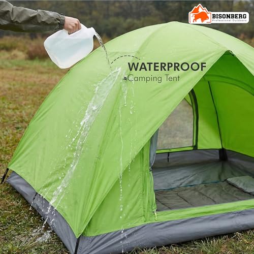 Image of Bisonberg Dome Camping Tent, 2-3 Person, Waterproof, Green