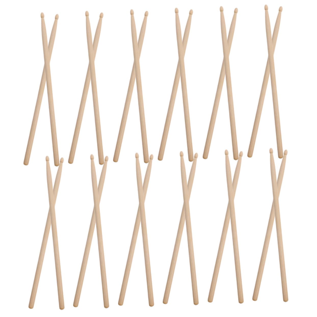 12paare Holz-drumsticks mit Holzspitze für Schlagzeugstöcke Komfortablem Griff Musikunterricht und Übung für Anfänger und Profis