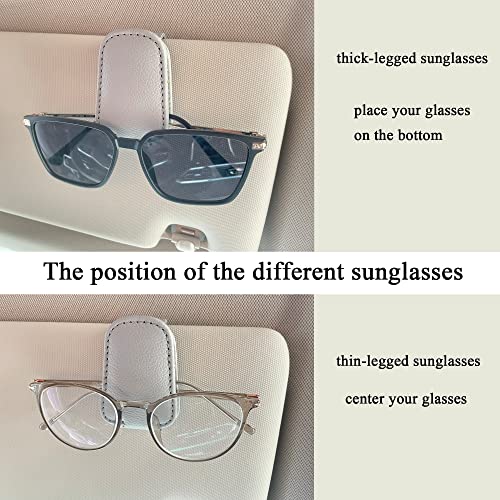 Image of KIWEN 2 Packs Sunglasses Holders for Car Visor, Magnetic Leather Glasses Eyeglass Clip for Car, Ticket Card Clip Sunglasses Mount, Car Visor Accessories Gadgets (2, Beige)