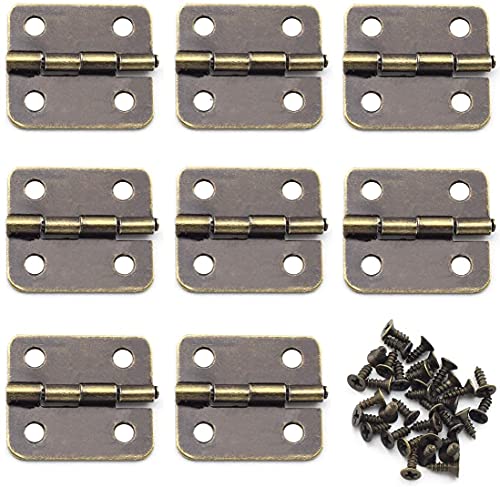 OZXNO Mini Retro Metal Hinges 30 Pcs Antique Jewelry Box Hinges with Screws for Gift Case Dollhouse Cabinet DIY Model(13 x 12 mm, Bronze)