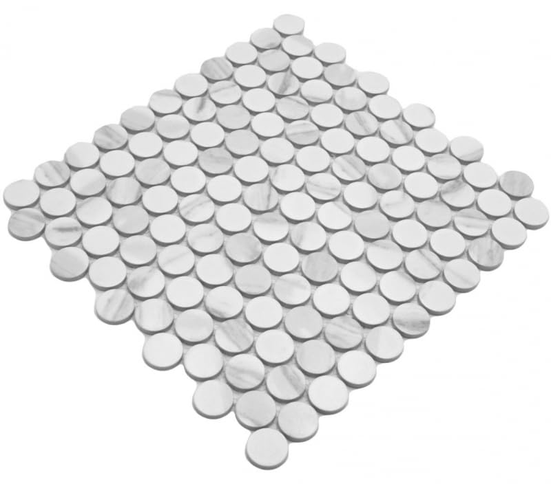MOS10-1102GR_f - Mosaico in ceramica, colore: bianco opaco, effetto pietra, mosaico da cucina