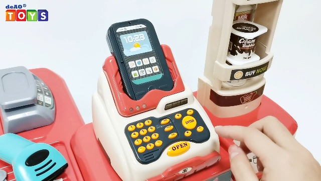 deAO Kinder Rollenspiel 48 Stück Supermarkt Set Superstore Shop Spielzeug Kinder Supermarkt mit Licht, Ton… – Bild 8