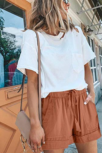 Image of KISSMODA Womens Summer Shorts Leopard /Camo /Solid /Floral Print Elastic Waist Pocketed Casual Pants