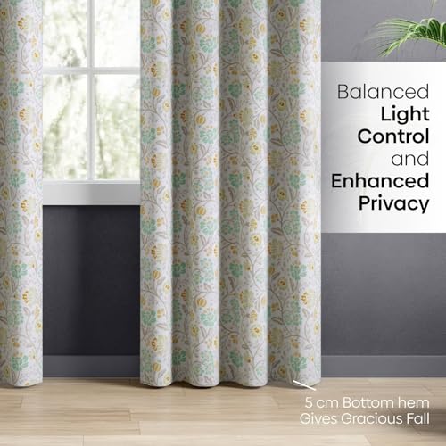 Image of haus & kinder Digital Printed Cotton Door Curtains 7 Feet Long Pack of 2 Door Curtains, 7 Feet Curtains for Door (Rosaline, Multi 130x213 CM)